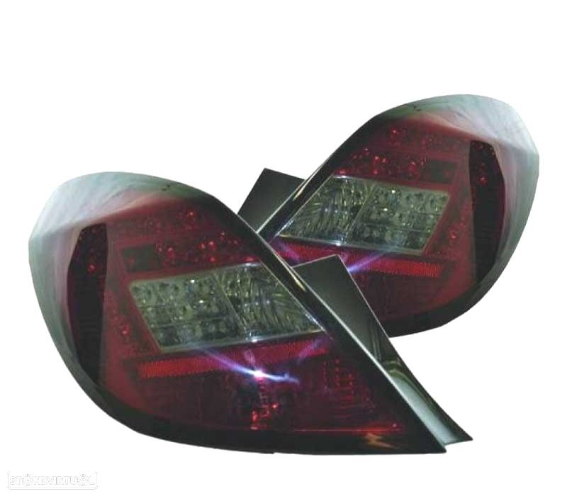 FAROLINS TRASEIROS LED OPEL CORSA D 5P 06-11 VERMELHO BRANCO ESCURECIDOS - 1