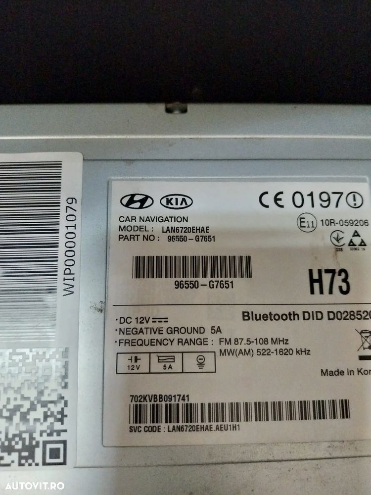 VAND RADIO AUTO CU DISPLAY MARE, TOUCHSCREEN PENTRU HYUNDAI/KIA CU SLOT DE CARD SD, COD: LAN6720EHAE - 3