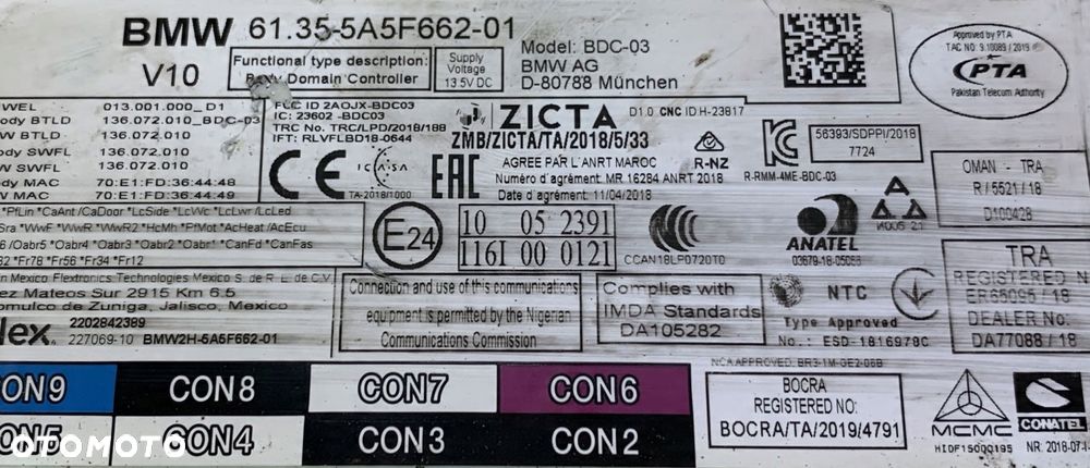 BMW MODUŁ STEROWNIK BDC-03 V10 BDC 5A5F662 - 9