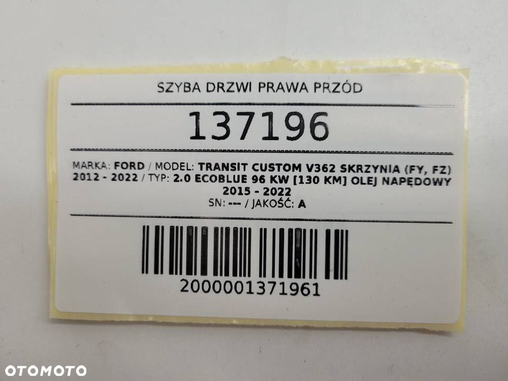 SZYBA DRZWI PRAWA PRZÓD FORD TRANSIT CUSTOM I 2017 - 7