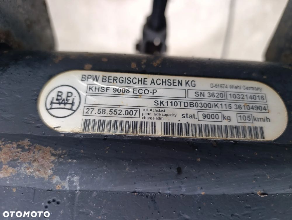 Oś BPW Naczepa Przyczepa  Mega Resor Pół resor Felga 19.5 Opony 245/45r19.5 - 4