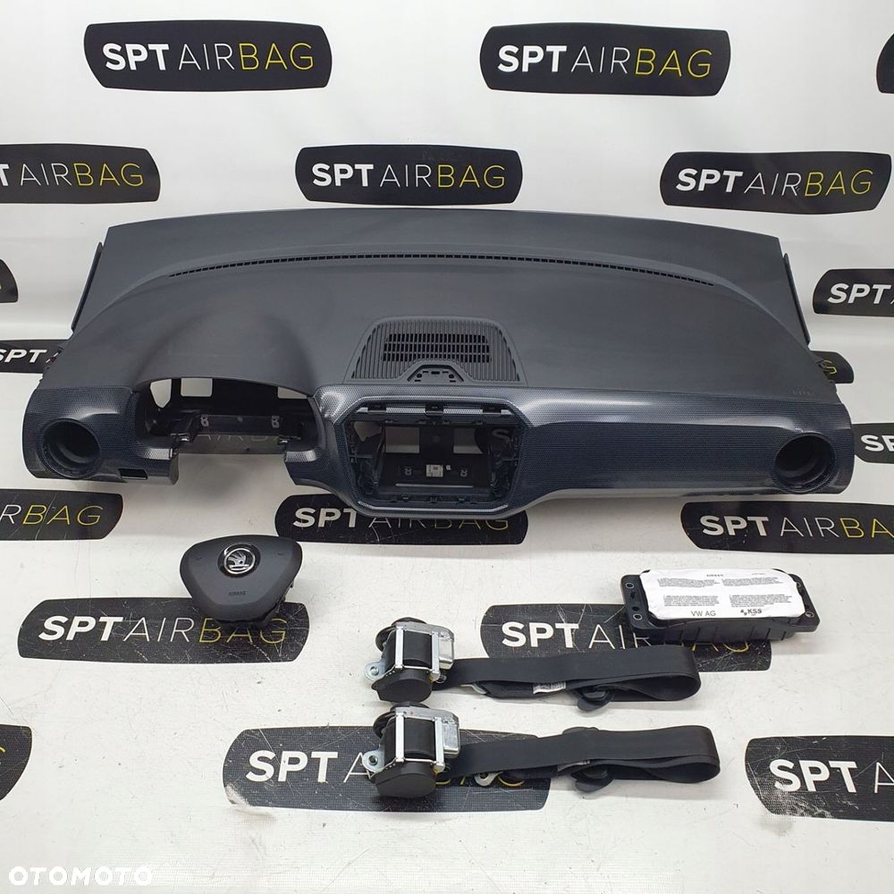 SKODA CITIGO DESKA ROZDZIELCZA KONSOLA KOKPIT PULPIT PODUSZKI AIRBAG AIR BAG PASY KIT SET - 2