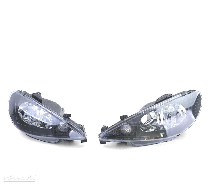 FARÓIS PEUGEOT 206 98-06 FUNDO PRETO H4 OEM - 2