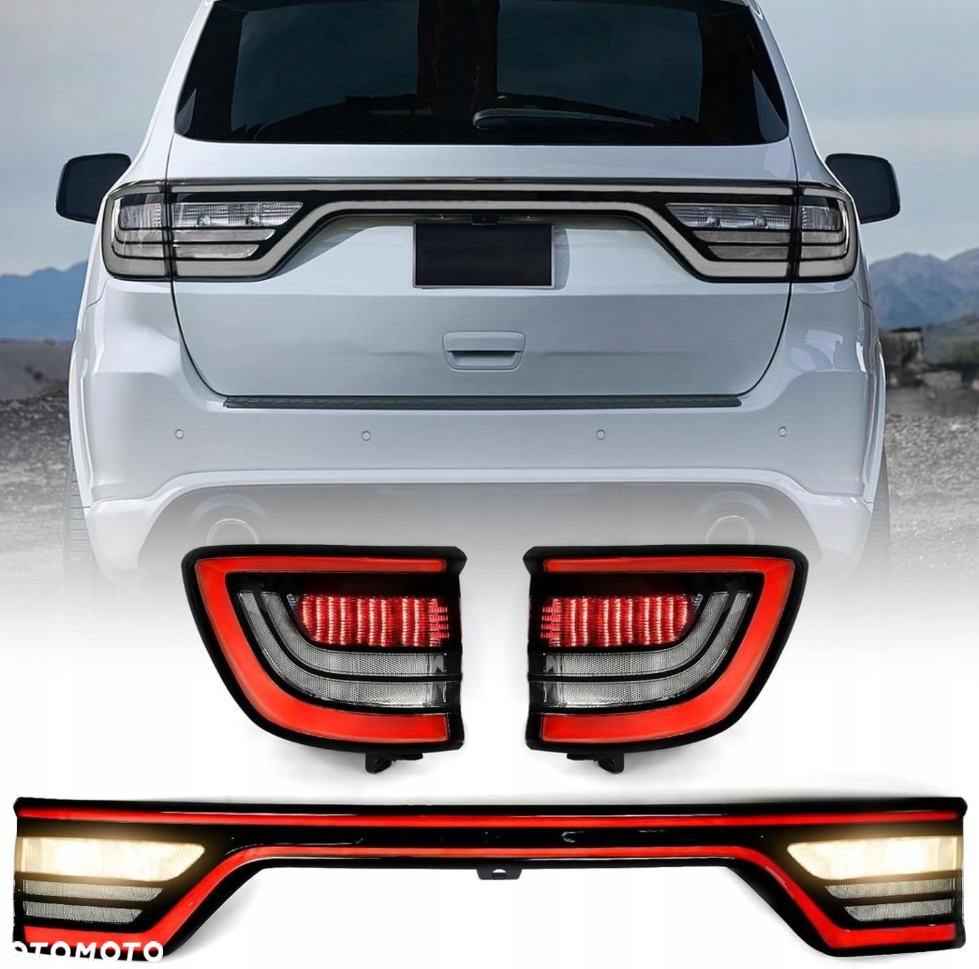 Lampy tyl ne blenda kpl Led Neon Tuning Black White Dodge Durango Lift 2014 - 3