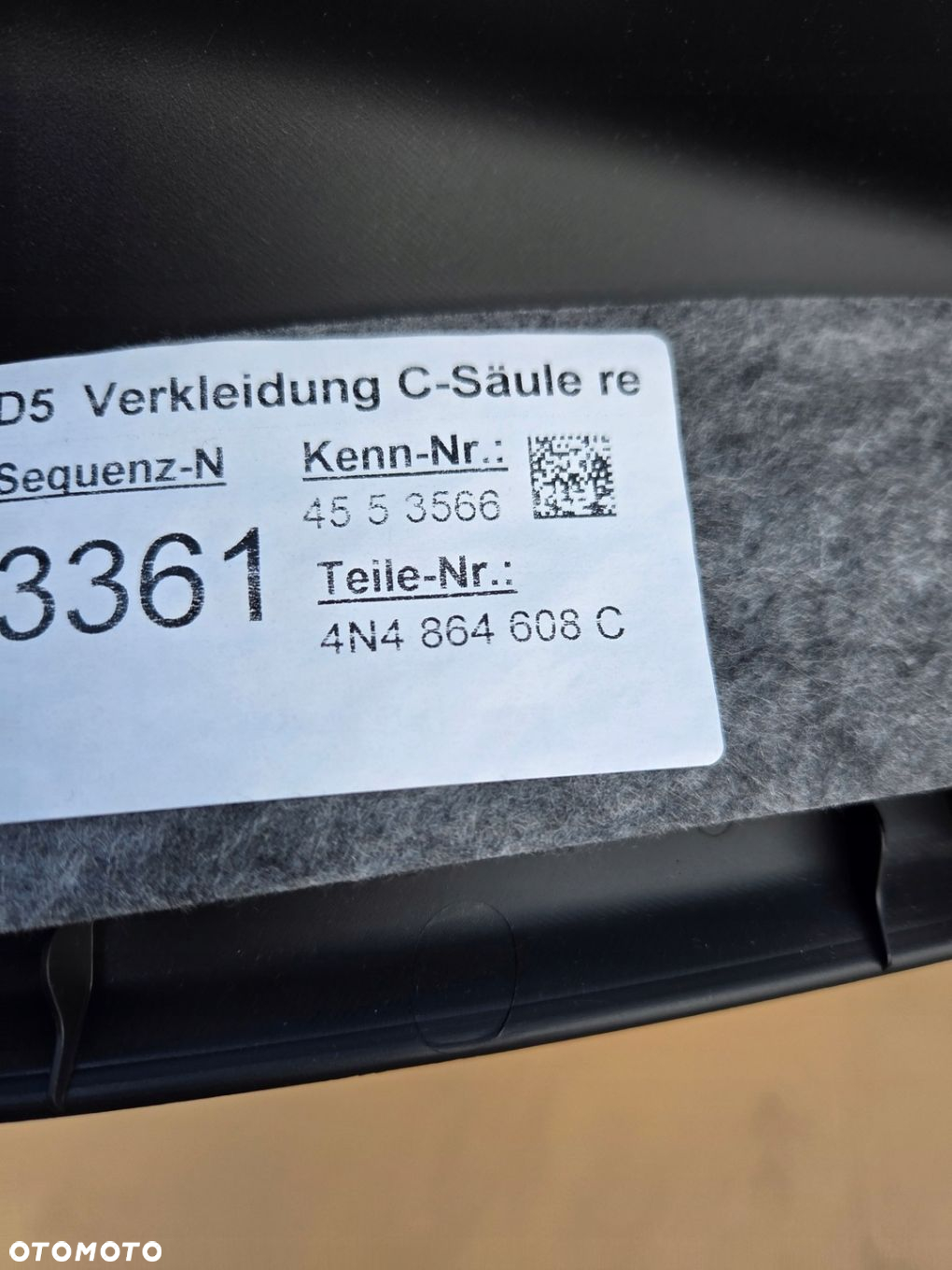 AUDI A8 D5 LONG TAPICERKA OSŁONA SŁUPKA PRAWA 4N4864608C - 6