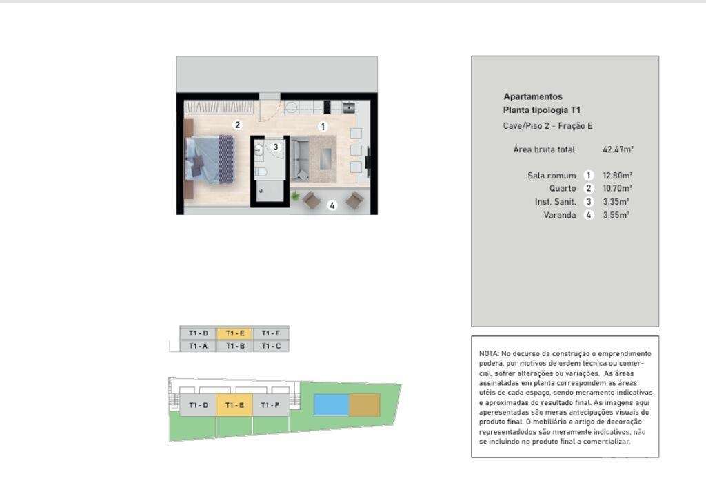 Apartamento T1 em Caniço de 29,00 m2 - Grande imagem: 5/5