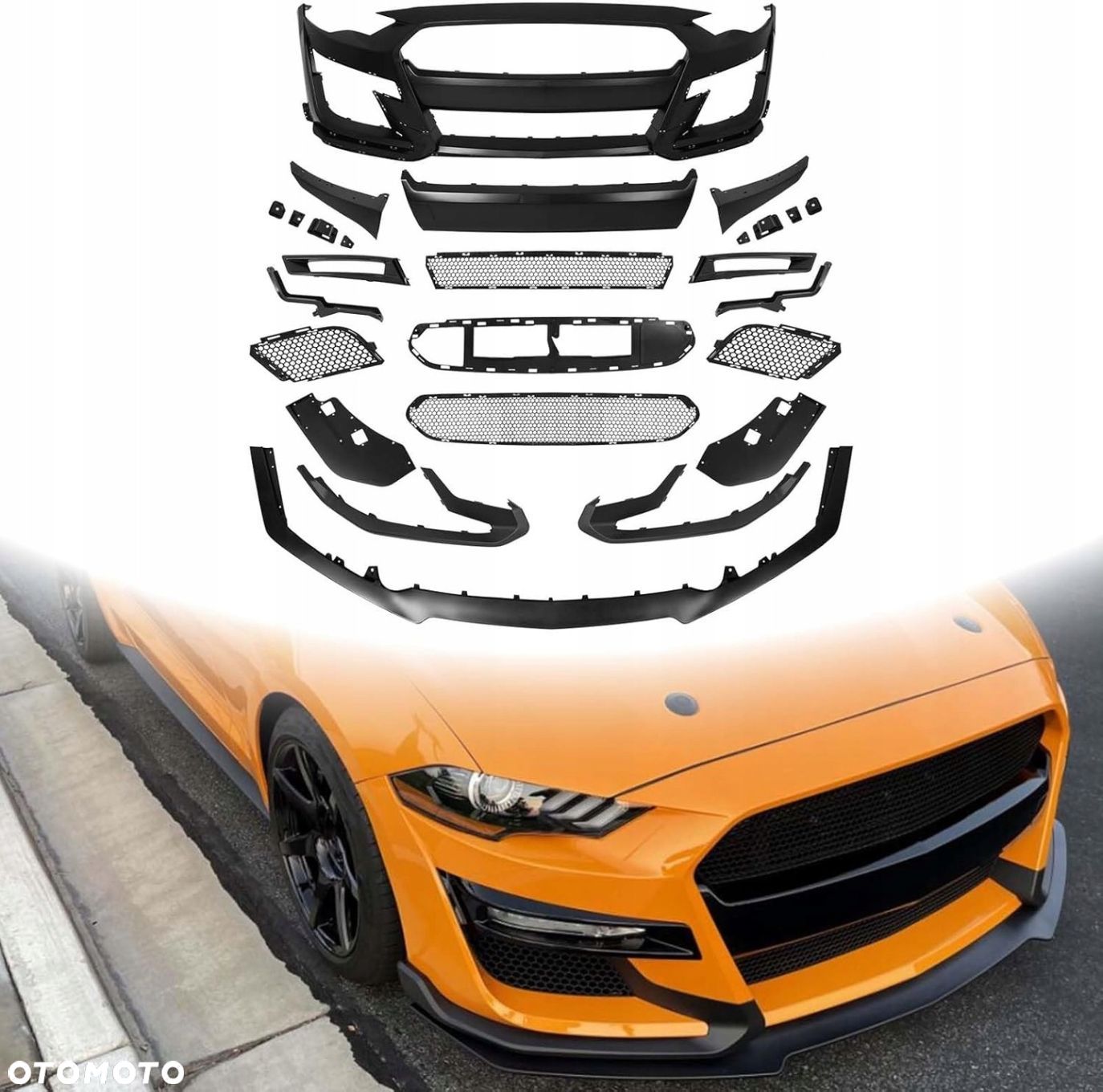 Zderzak Przod kpl spoiler GT500 look Tuning Ford Mustang VI 6 Lift 2018-23 - 1