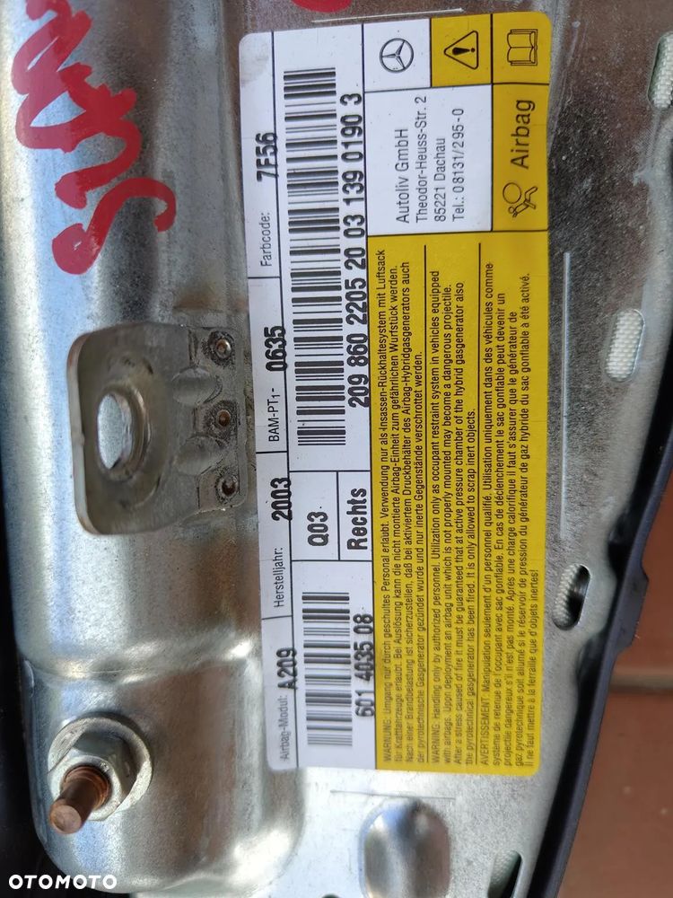 MERCEDES W209 CLK CABRIO PODUSZKA AIRBAG FOTELA PRAWA SZARA - 12