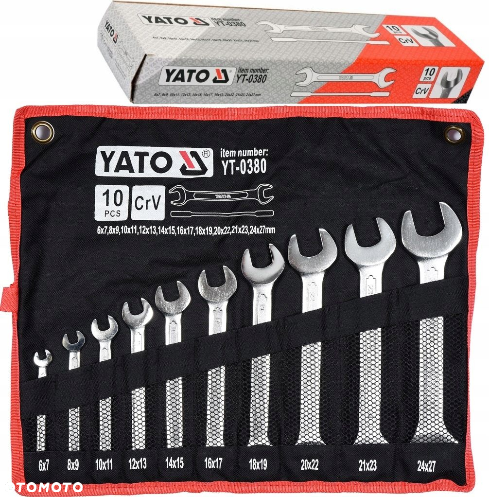 YATO KLUCZE PŁASKIE 6-27 10 SZT YT-0380 SATYNA ZESTAW POLEROWANE PŁACHTA - 8