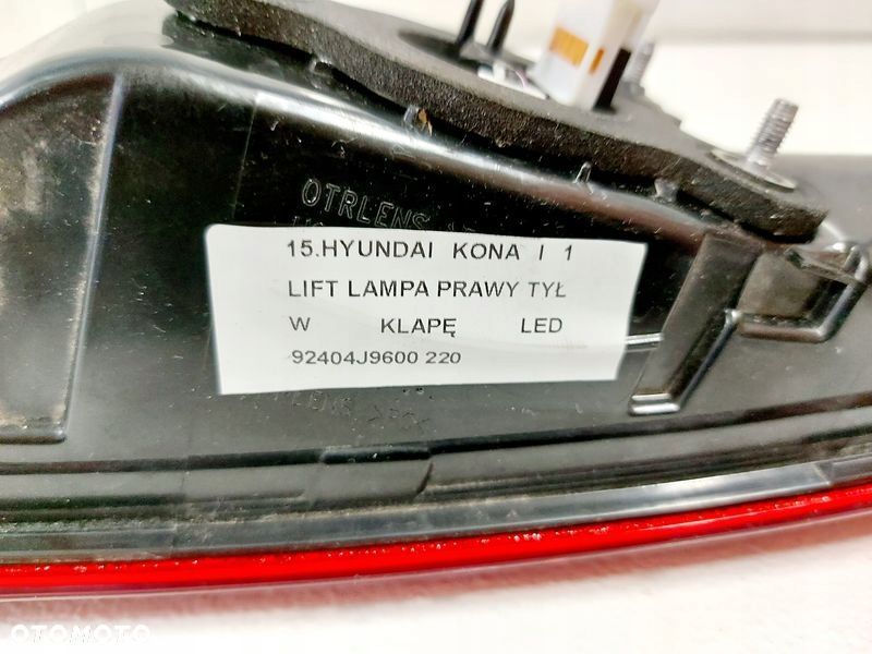 HYUNDAI KONA 1 I LIFT LAMPA PRAWY TYŁ PRAWA TYLNA W KLAPĘ LED 92404J9600 - 4