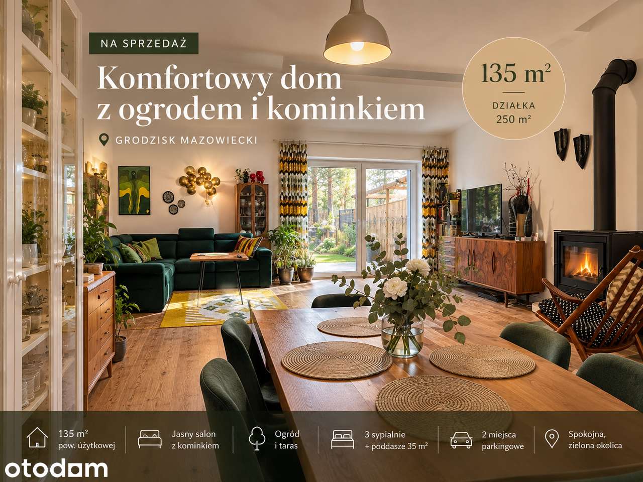 Dom z klimatem, kominkiem i ogrodem | 135 m² | Grodzisk Mazowiecki