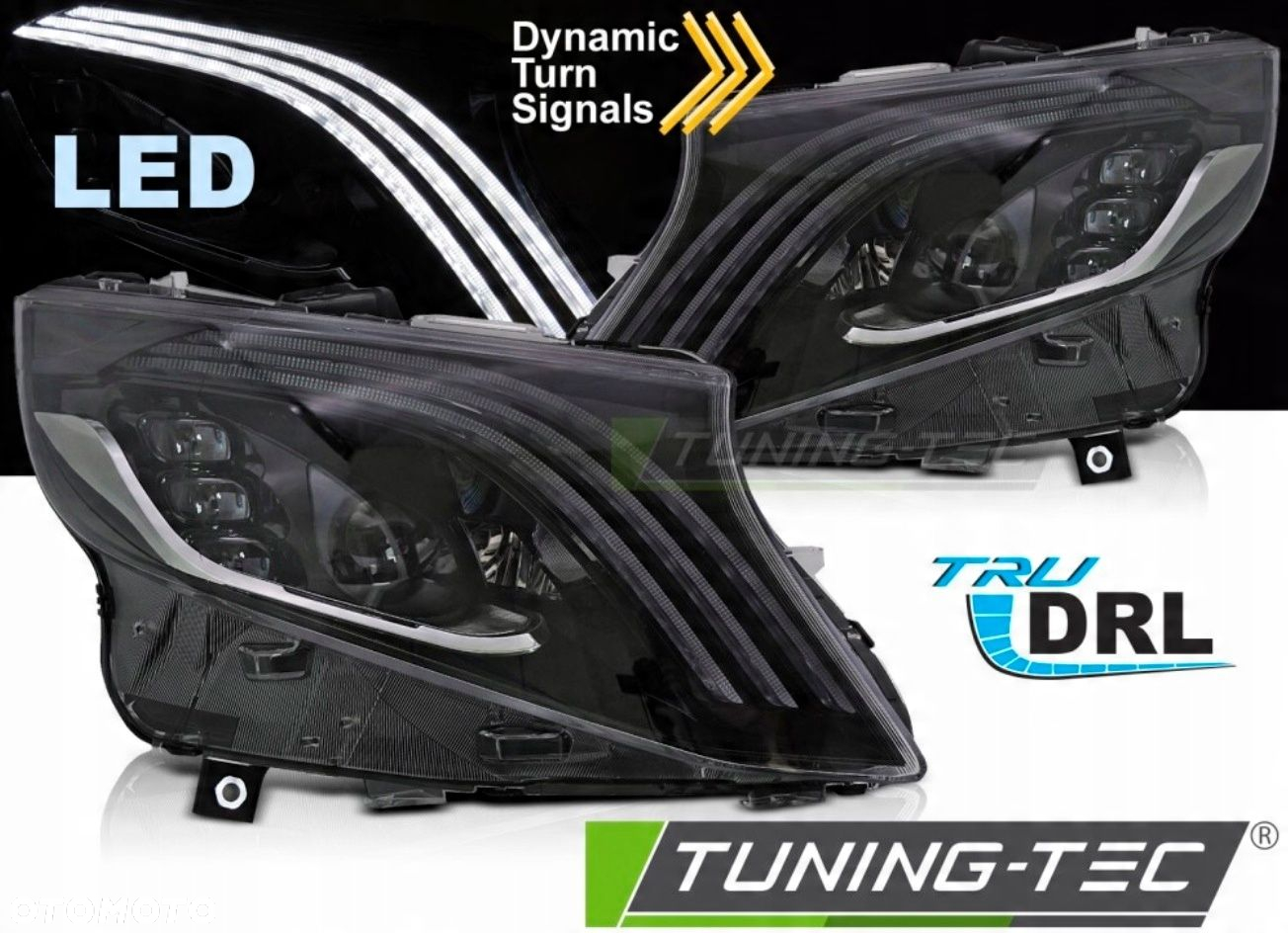 Reflektor Lampa kpl Vland Full Led Tuning Black Mercedes Vito V-klasa w 447 - 2