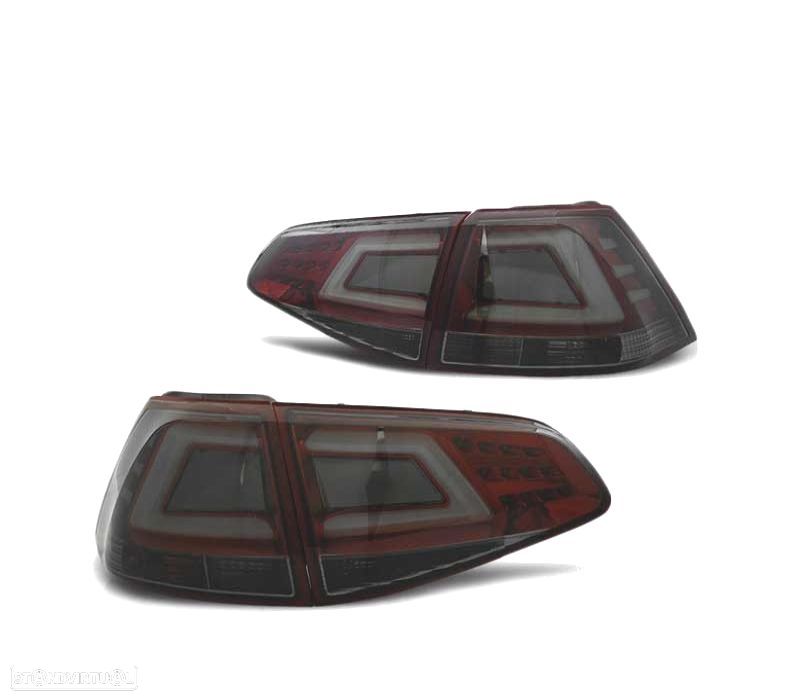 FAROLINS TRASEIROS LED PARA VOLKSWAGEN VW GOLF 7 12-17 RED SMOKED VERMELHO FUMADO ESCURECIDO - 2