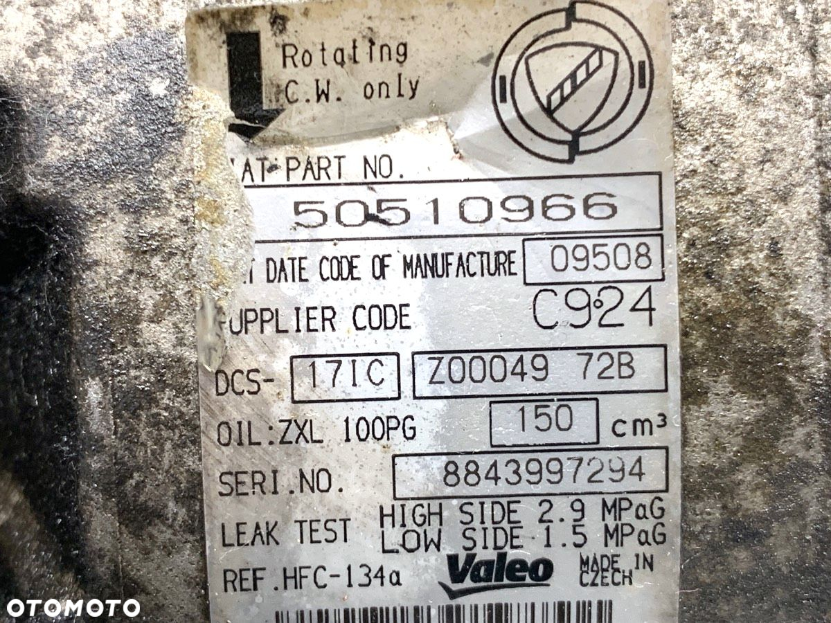 SPRĘŻARKA KLIMATYZACJI - 349.00 PLN - ALFA ROMEO 159 (939_) 2005 - 2012 1.9 JTDM 16V (939AXC1B, - 5