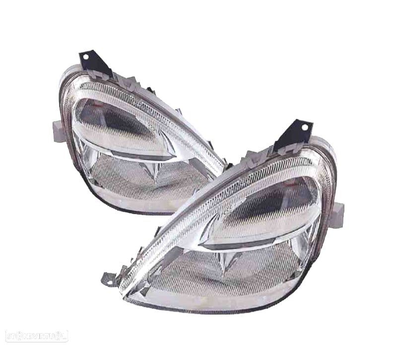 FAROIS FRONTAIS MERCEDES CLASSE A W168 97-04 FUNDO CROMADO - 1