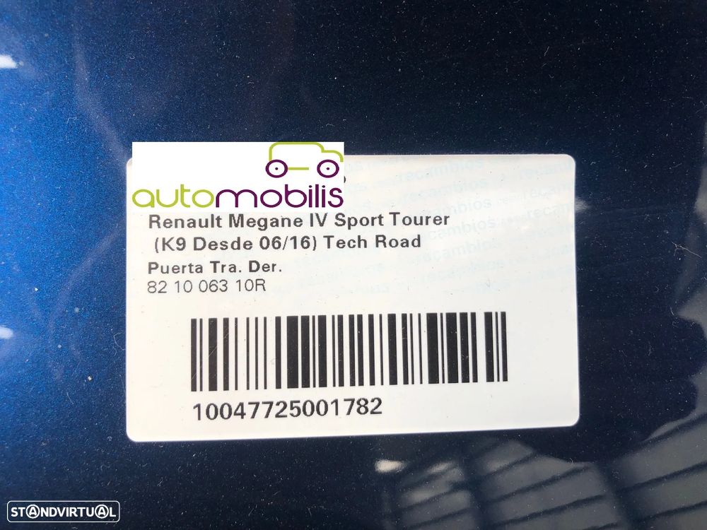 Porta Traseira Direita RENAULT MEGANE IV Grandtour 1.5 Blue dCi 115 Ref. 821006310R - NO. 200024 - 2