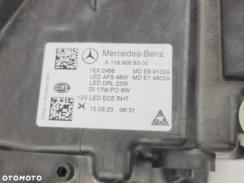MERCEDES CLA W118 LAMPA PRZEDNIA PRZÓD PRAWA LED A1189068300 EUROPA - 6