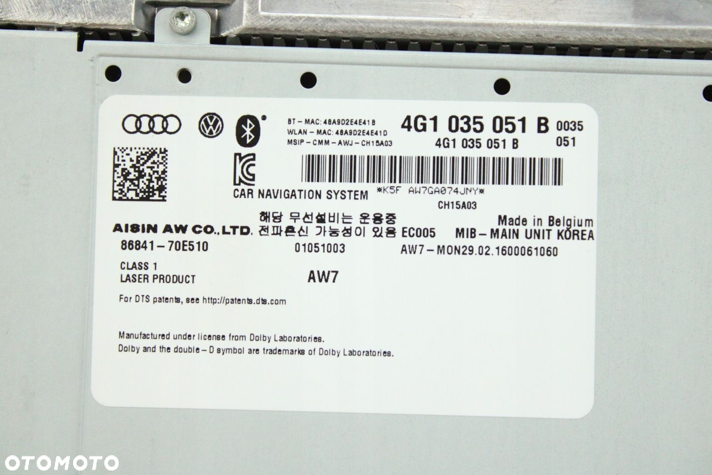 ORG NAWIGACJA JEDNOSTKA MULTIMEDIA CZYTNIK SD AUDI A7 C7 4G1035051B 32km - 6
