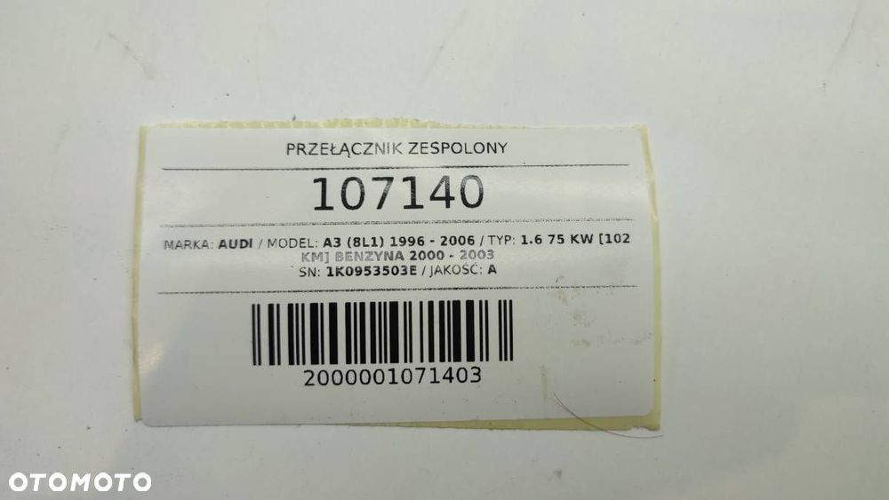 PRZEŁĄCZNIK ZESPOLONY 1K0953503E AUDI A3 8P 2003 - 8