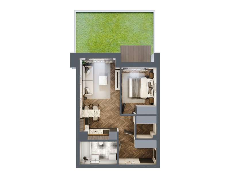Mieszkanie, 41.11m², 2 pokoje, 1 piętro, B-KLM14-LM11, Nowe Horyzonty