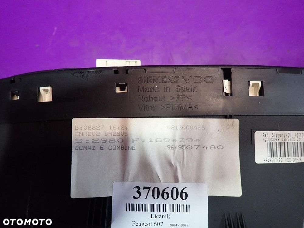 PEUGEOT 607 LICZNIK 9649507480 - 6
