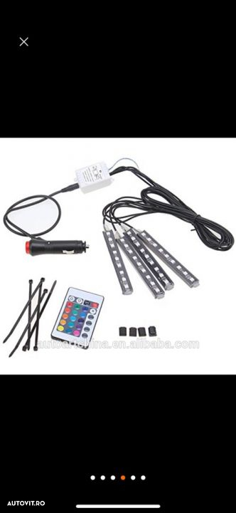 Kit 4 benzi LED lumina ambientala auto RGB cu telecomanda