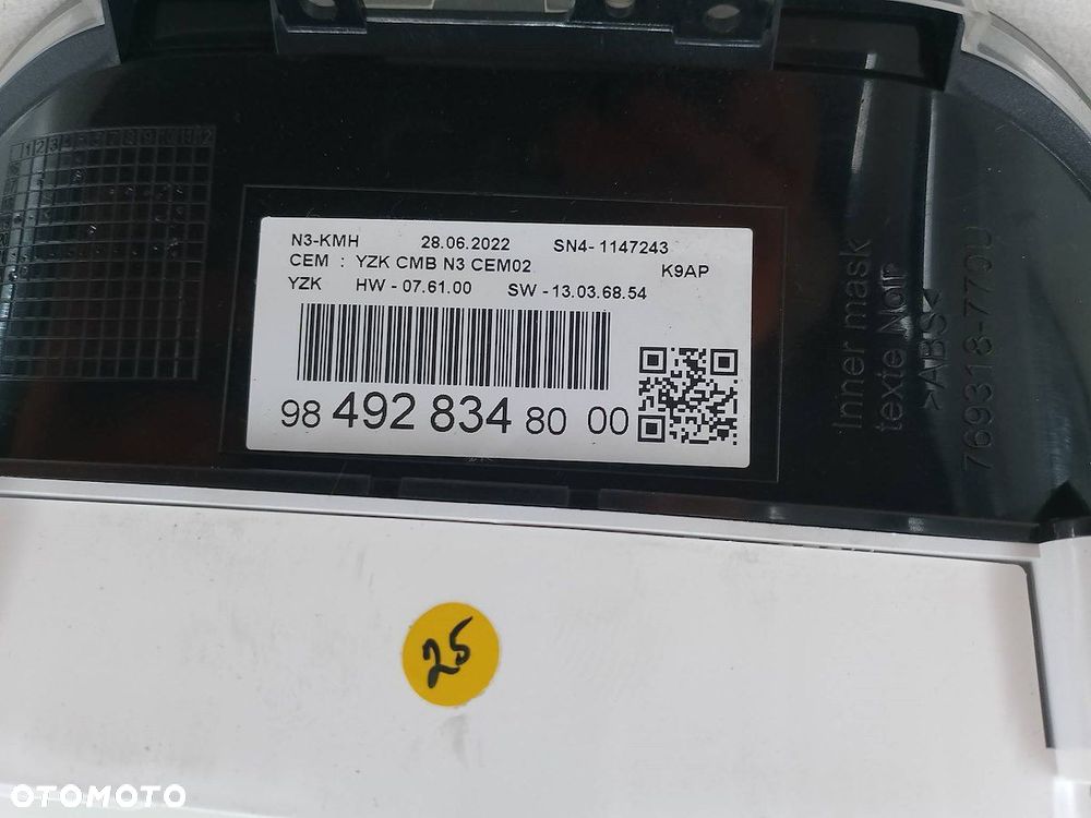 LICZNIK PEUGEOT PARTNER III ( 19- ) 9849283480 1.5 BlueHDI - 5