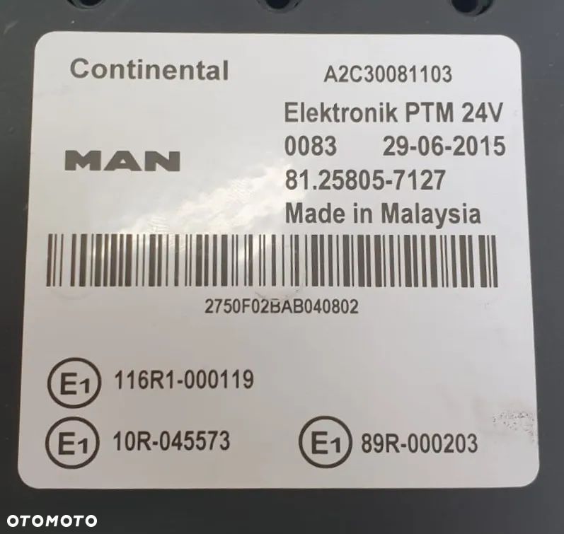 STEROWNIK KOMPUTER PTM MAN TGX 81258057127 - 2