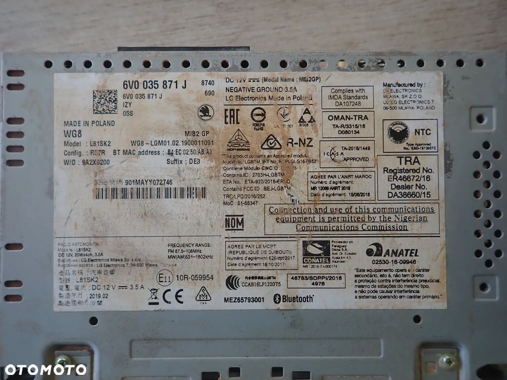 SKODA FABIA III RADIO NAVIGACJA 6V003571J - 5