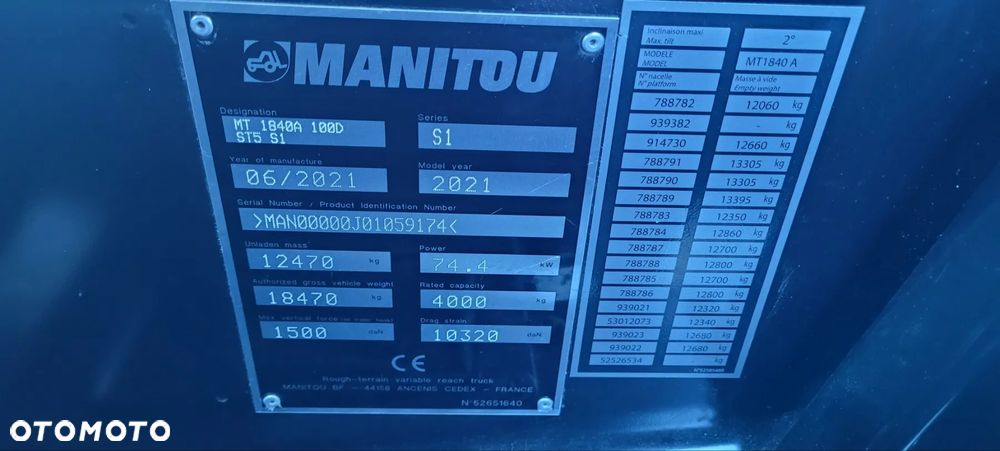 Manitou MT1840A 100D ST5 S1 - 13