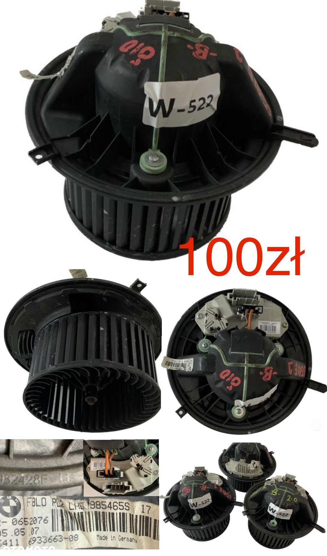 Wentylator dmuchawa nagrzewnicy Fiat Punto I 93-99r Toyota Rav-4 Yaris 95-06r Ypsilon 96-00r Ypsilon II 03-11r Astra H III 04-14r BMW 3 E81 E82 E87 E90 Opel Combo IV 2018r-> Peugeot 3008 Expert 2018r-> Citroen Jumpy II 2018r-> Toyota Proace 2018r-> Mercedes W204 W212 C207 GLX 08-18r  Oryginał - 7
