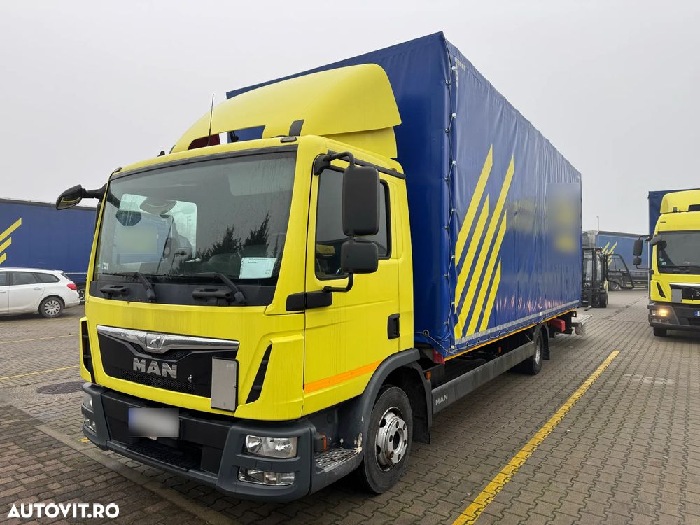 MAN TGL 8.180/P, platforma cu prelata, lift, factura externa - 1
