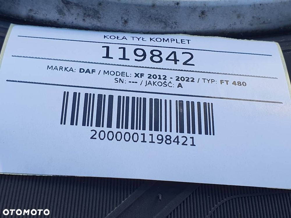 KOŁA FELGI OPONY TYŁ KOMPLET 315 70 22.5 DAF XF 106 STALOWE - 16