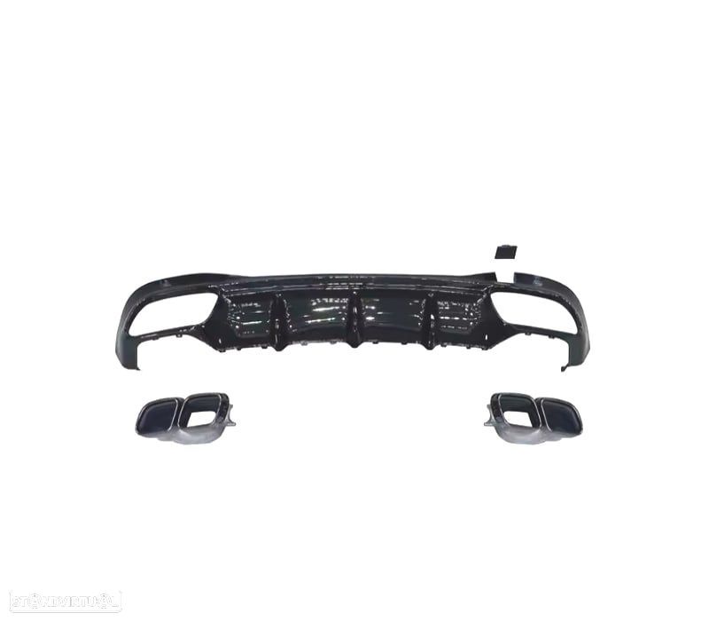 DIFUSOR MERCEDES CLASSE S W223 21-24 LOOK AMG S63 PRETO BRILHANTE + PONTEIRAS DE ESCAPE - 2
