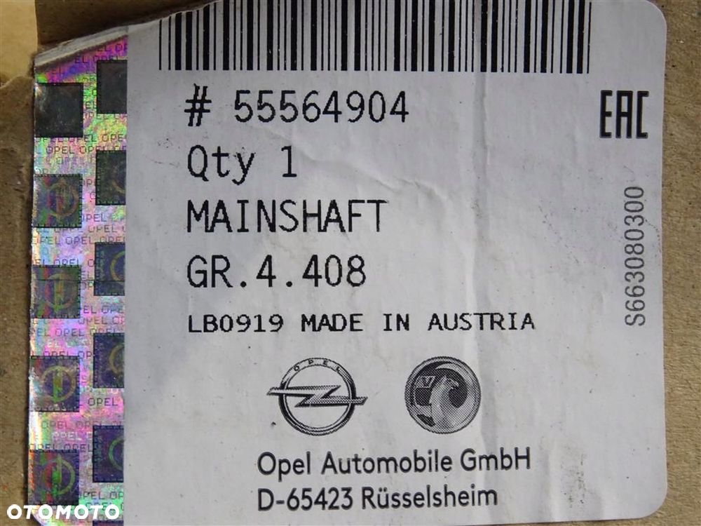 Wałek główny skrzyni F17 3.74 Opel Meriva B 1.7 CDTI ORYG - 5