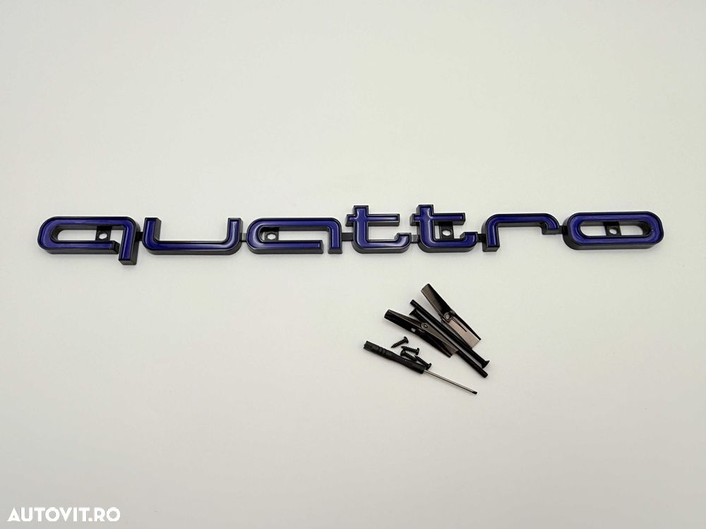 Emblema Compatibila Audi QUATTRO grila negru/albastru - 1