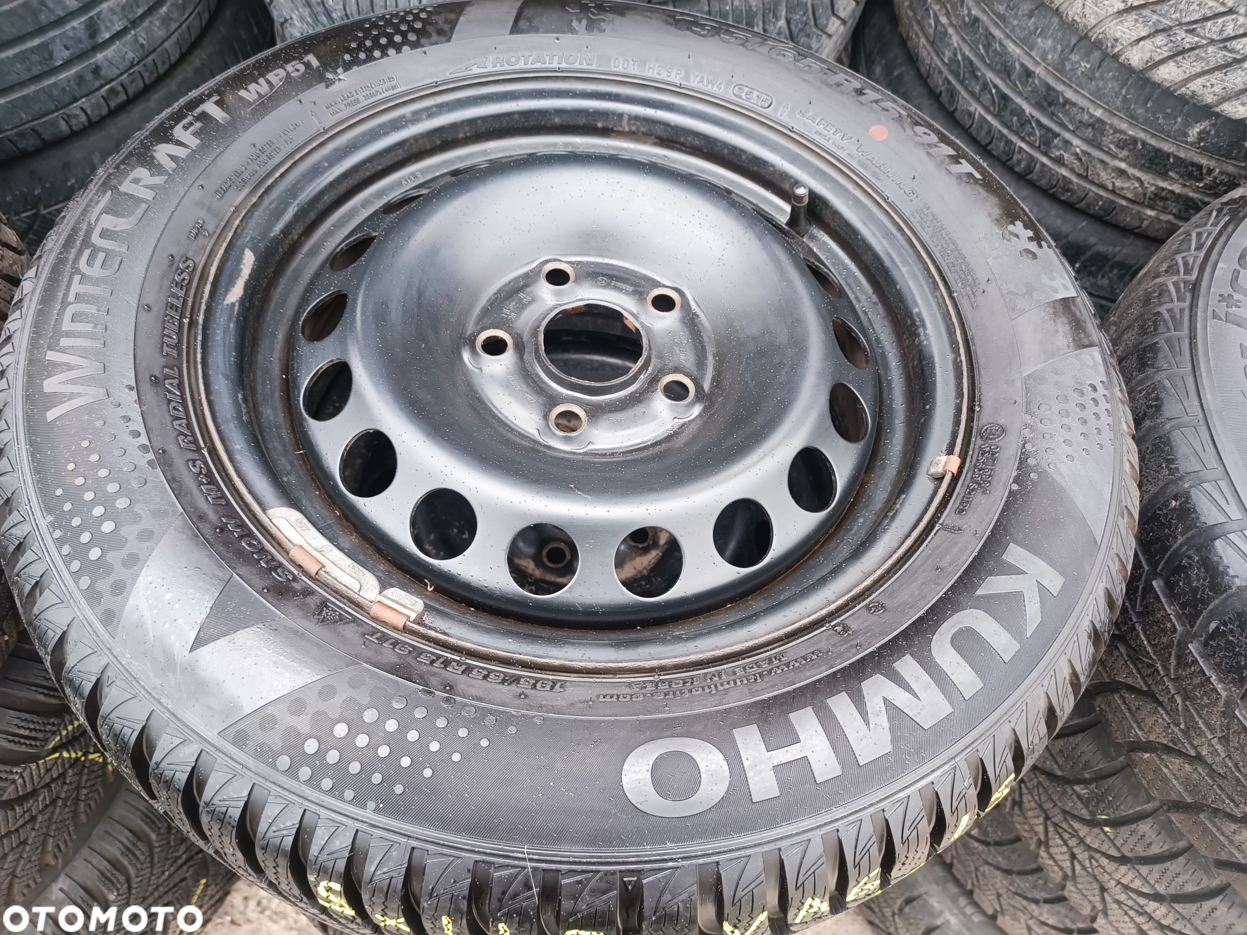5x112 Felgi stalowe Stal 15 Koła Zimowe Zima VW PASSAT B5 GOLF 5 6 V VI CADDY JETTA TOURAN SEAT LEON TOLEDO ALTEA SKODA OCTAVIA II III 2 3 AUDI A4 B5 B6 A6 C5 Legnica ALU-RAD 195/65 8,5mm Kumho jak Nowe - 1