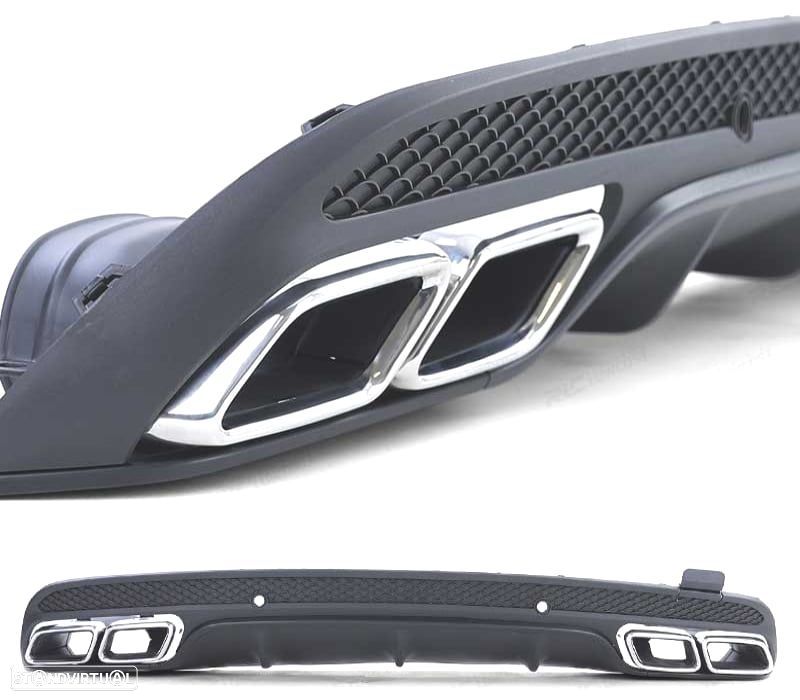 DIFUSOR MERCEDES CLASE C W205 SEDAN 14-18 LOOK AMG C63 PRETO MATE + PONTEIRAS DE ESCAPE - 2
