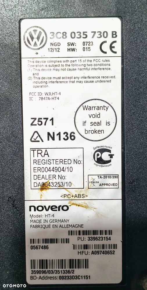 VW GOLF VI 08-13r MODUŁ STEROWNIK BLUETOOTH 3C8035730B - 3