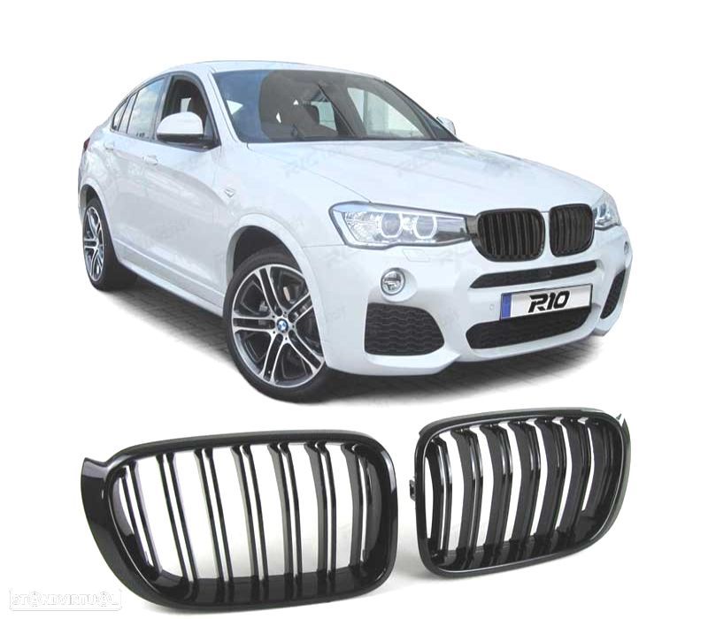 GRELHA DUPLA BMW X3 F25 X4 F26 PRETO BRILHANTE - 1