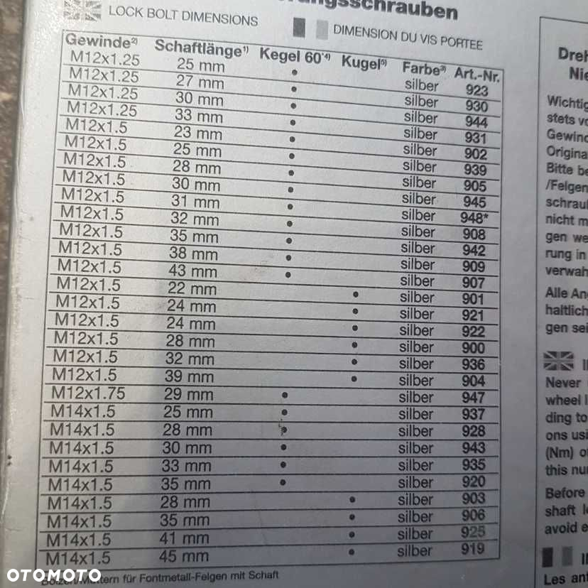 Zabezpieczające śruby do felg M12x1,5 32mm (UNIWERSALNE) - 3