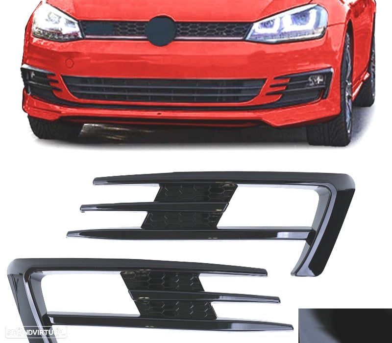 GRELHAS FARÓIS DE NEVOEIRO VOLKSWAGEN VW GOLF 7 12-17 GTI LOOK PRETO BRILHANTE - 1