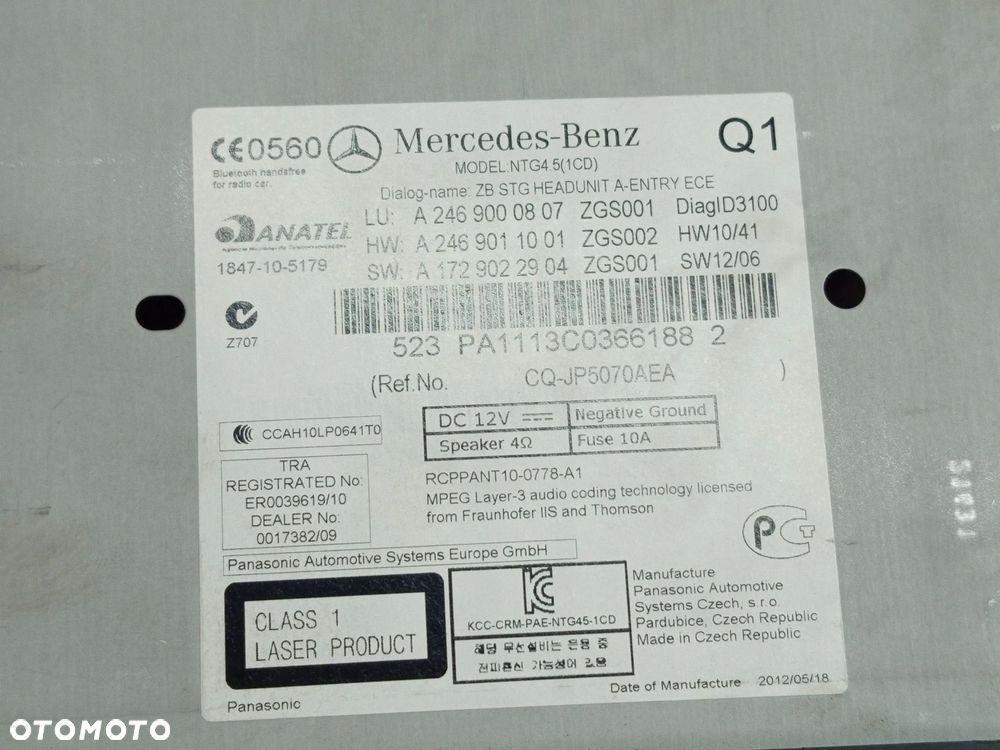 RADIO NAWIGACJA MERCEDES B W246 A2469000807 - 7