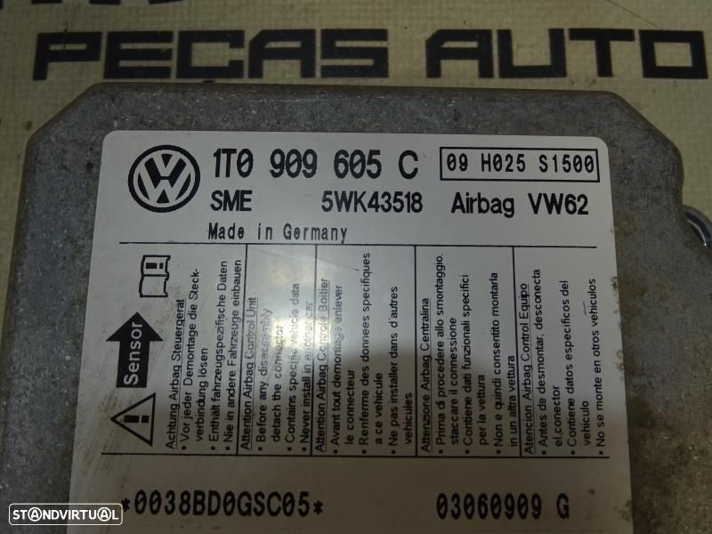 Centralina De Airbags Volkswagen Touran (1T1, 1T2)  1T0 909 605 C / 5W - 2