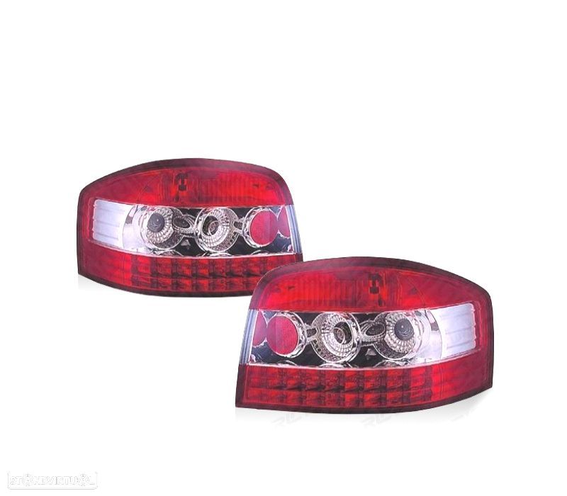 PILOTOS LED AUDI A3 8P 03-08 VERMELHO CROMADO - 1