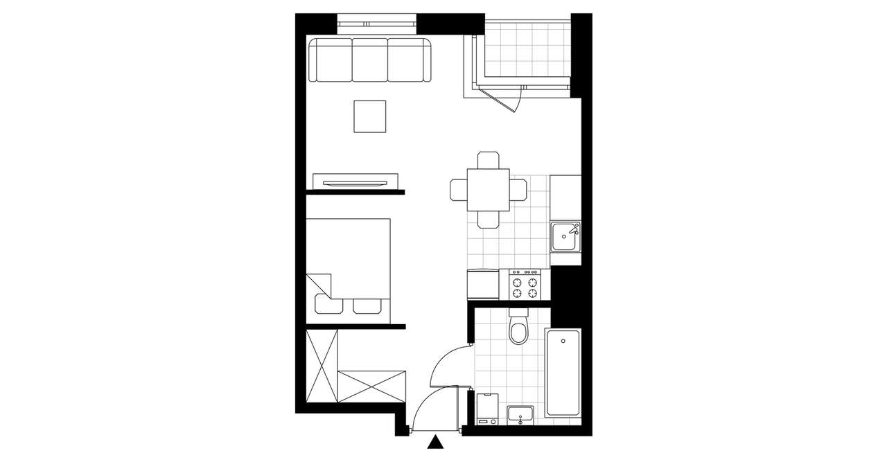 1-pokojowe mieszkanie 33m2 + balkon - Pełny obrazek: 3/23