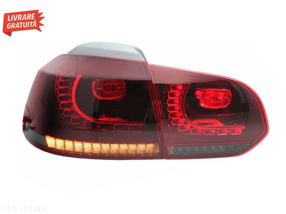 Stopuri Full LED VW Golf 6 VI (2008-2013) R20 Design Rosu Fumuriu- livrare gratuita - 2