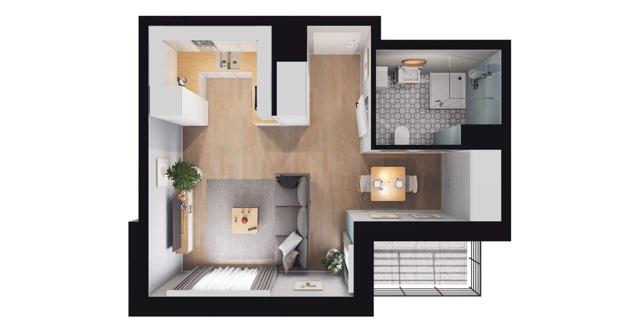 1-pokojowe mieszkanie 30m2 + loggia Bez Prowizji - Pełny obrazek: 3/19