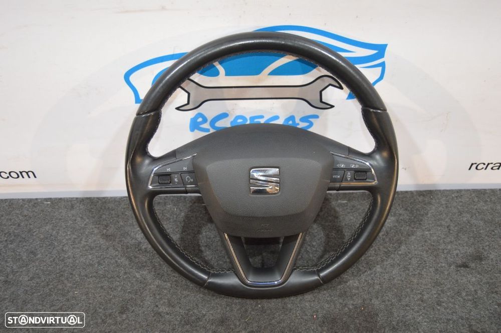 VOLANTE GUIADOR COMPLETO SEAT LEON 5F PELE COMANDOS MULTIFUNÇÕES AIRBAG IBIZA 6F - 4