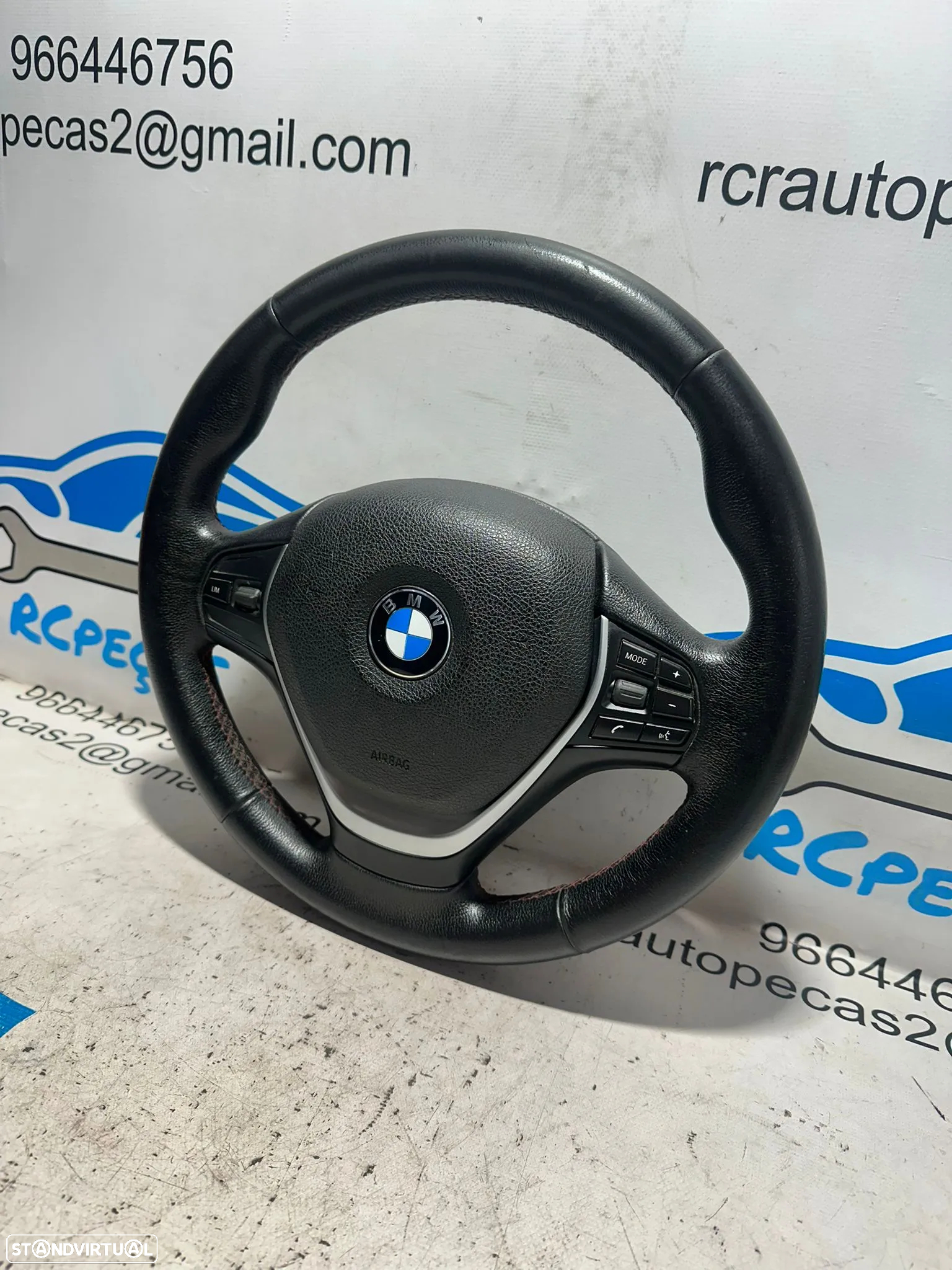 .Volante Airbag Multifunções Comandos Original BMW Serie 1 3 Pele Costura Bordado Vermelho 62560011E - 2